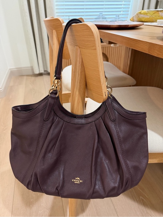 Coach Handbags - COACH Lily Pebbled Leather Shoulder Bag in Ox Blood with Gold Hardware K1781
